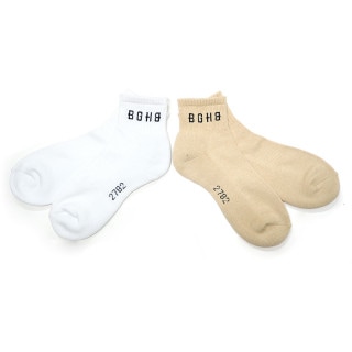 BGHB SHORT SOCKS (2PC SET) WHT & BEIGE