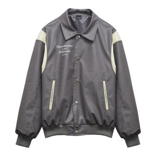 PU LEATHER STADIUM JKT GRAY