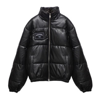 PU LEATHER PADDING JKT BLK