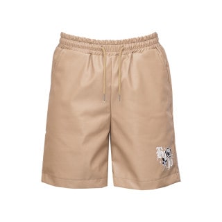 MATTE PU LEATHER SHORTS BEIGE