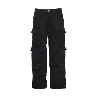 BAGGY CARGO DENIM PANTS BLK