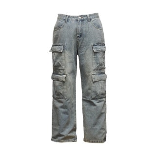 BAGGY CARGO DENIM PANTS L.BLUE