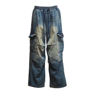 DRAWSTRING BAGGY DENIM PANTS INDIGO