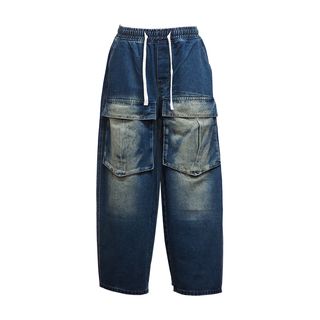 FRONT POCKET WIDE CARGO PANTS ��INDIGO��