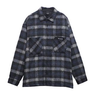 MOHAIR CHECK JKT��NAVY��