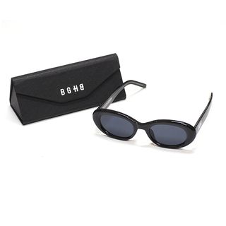 OVAL FRAME SUNGLASS��BLK��