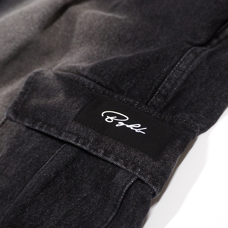 DRAWSTRING BAGGY DENIM PANTS ��BLK��