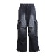 DRAWSTRING BAGGY DENIM PANTS ��BLK��