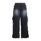 DRAWSTRING BAGGY DENIM PANTS ��BLK��
