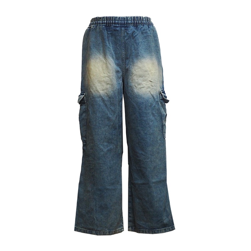 DRAWSTRING BAGGY DENIM PANTS ��INDIGO��