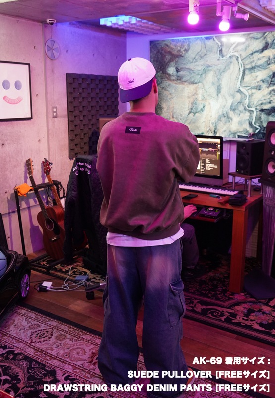 DRAWSTRING BAGGY DENIM PANTS ��INDIGO��