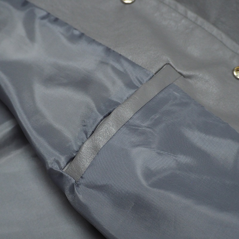PU LEATHER STADIUM JKT ��GRAY��