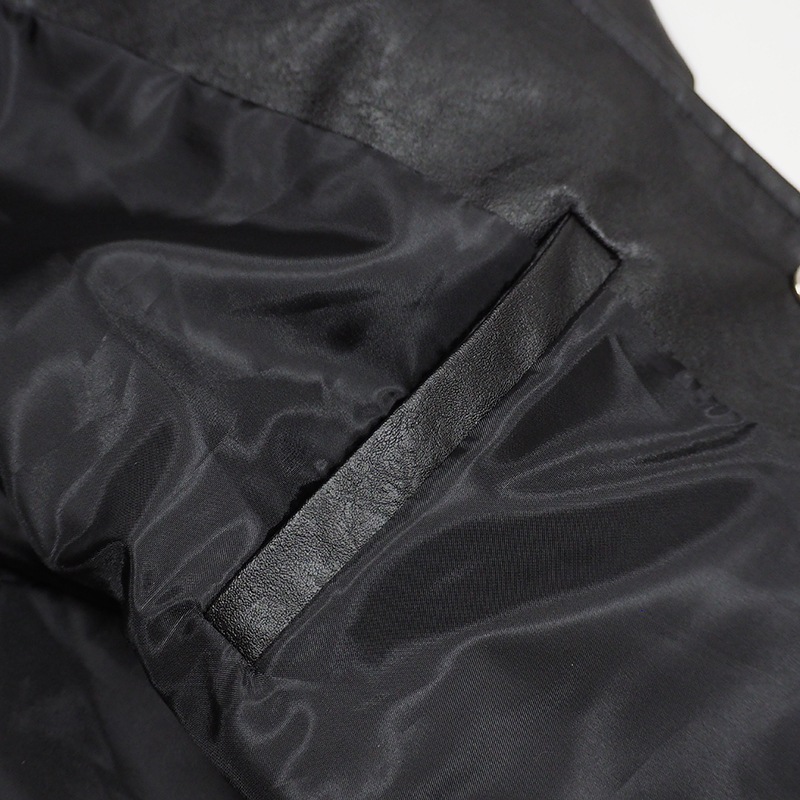 PU LEATHER STADIUM JKT ��BLK��