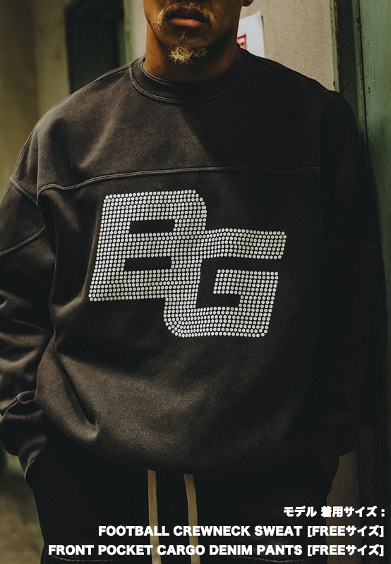 FOOTBALL CREWNECK SWEAT ��VINTAGE BLK��