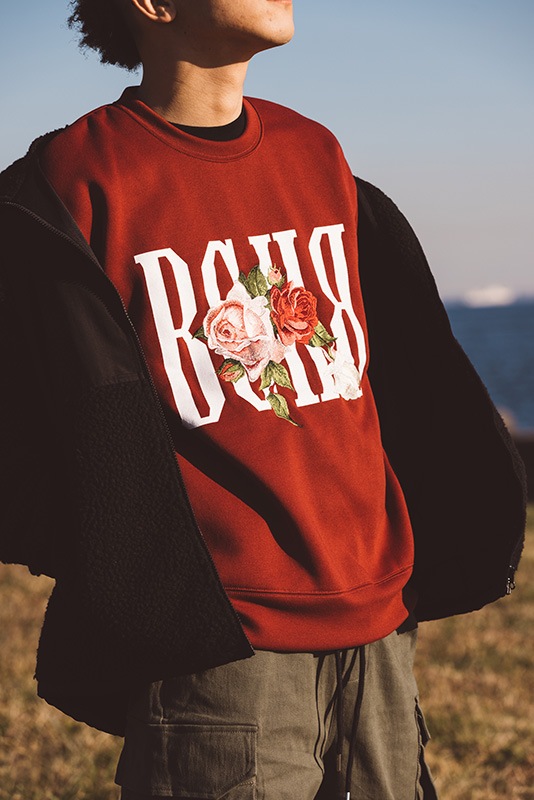ROSE CREWNECK SWEAT ��BURGUNDY��
