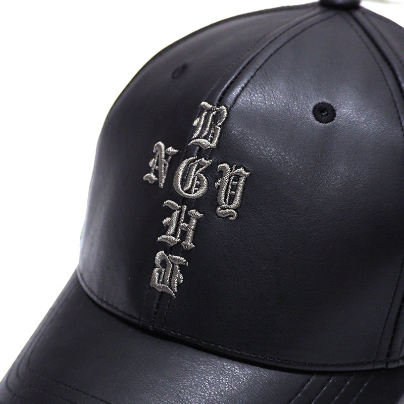 PU LEATHER 6 PANEL CAP -CROSS- 