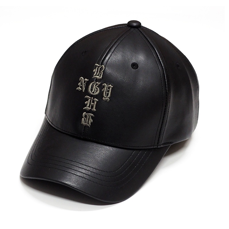 PU LEATHER 6 PANEL CAP -CROSS- 