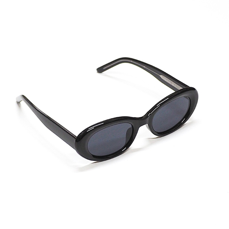 OVAL FRAME SUNGLASS��BLK��