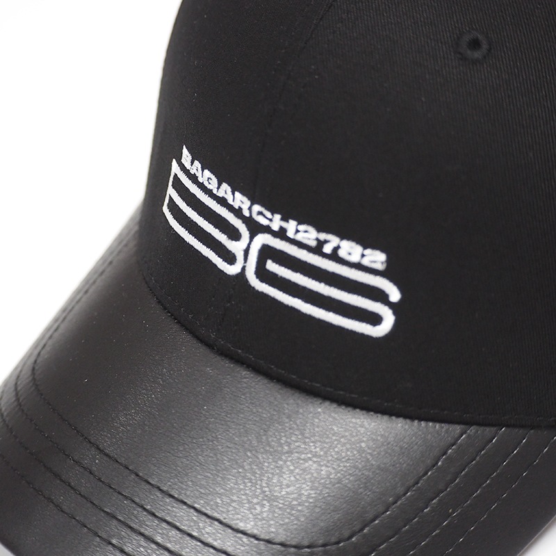 PU LEATHER VISOR 6 PANEL CAP -BG-