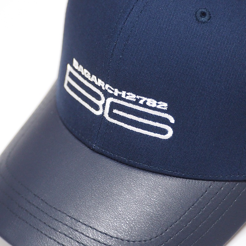 PU LEATHER VISOR 6 PANEL CAP -BG-