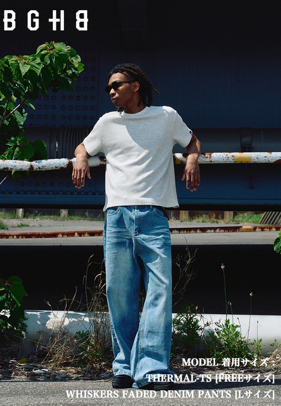 WHISKERS FADED DENIM PANTS��L.BLUE��
