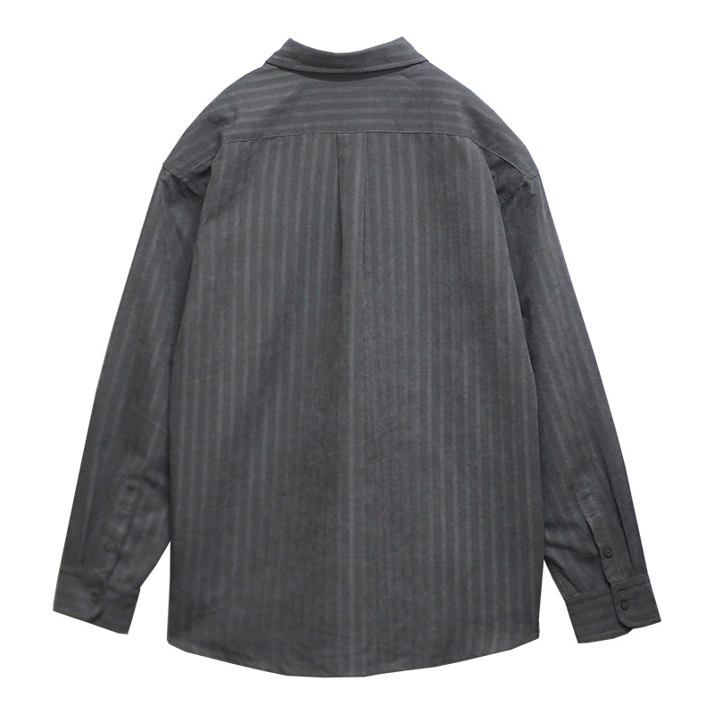 STRIPE LS SHIRTS��GRAY��