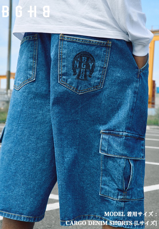 CARGO DENIM SHORTS��INDIGO��