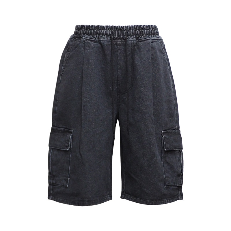CARGO DENIM SHORTS��BLK��