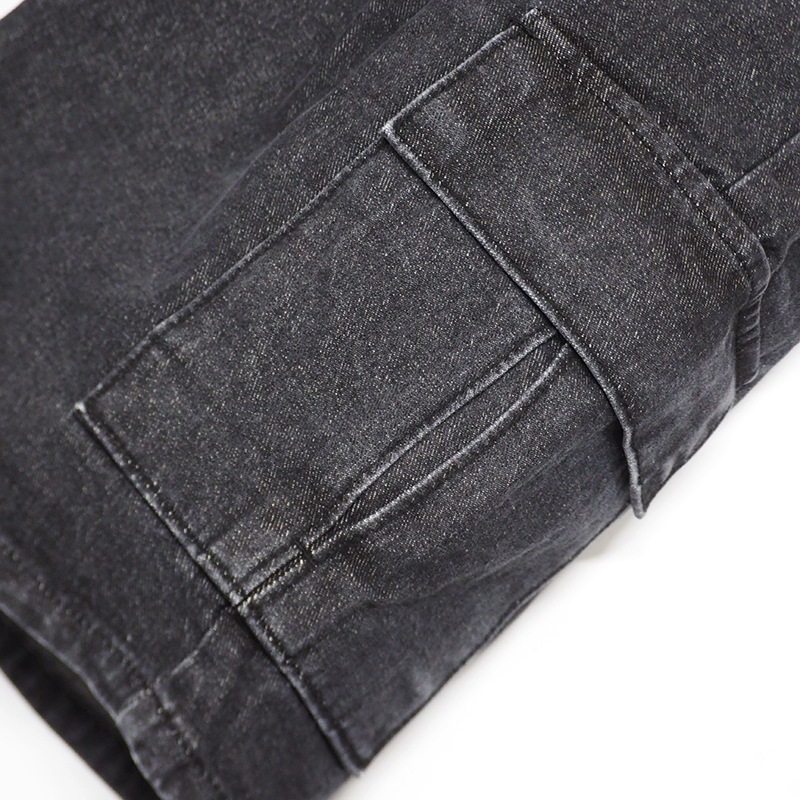 CARGO DENIM SHORTS��BLK��