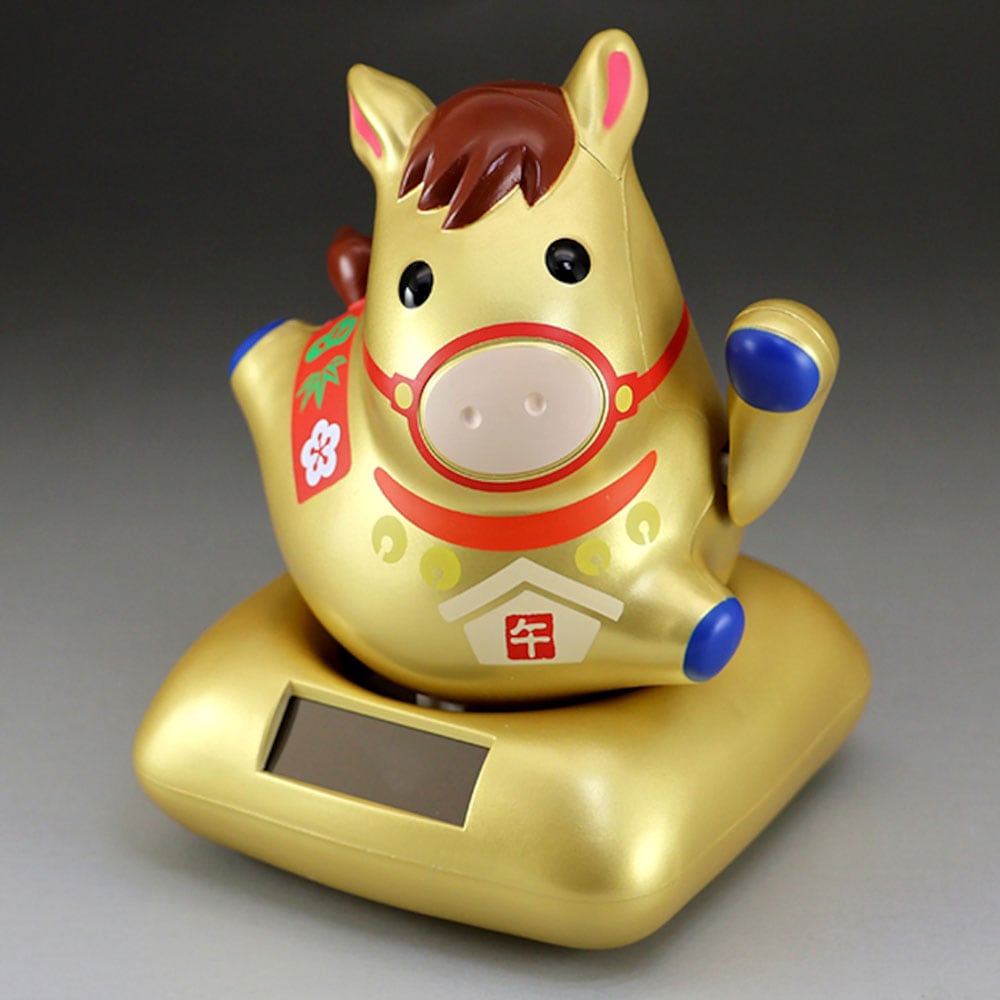 ソーラー幸せ招き馬-ゴールド | ギフト・小物・プレゼント,インテリア