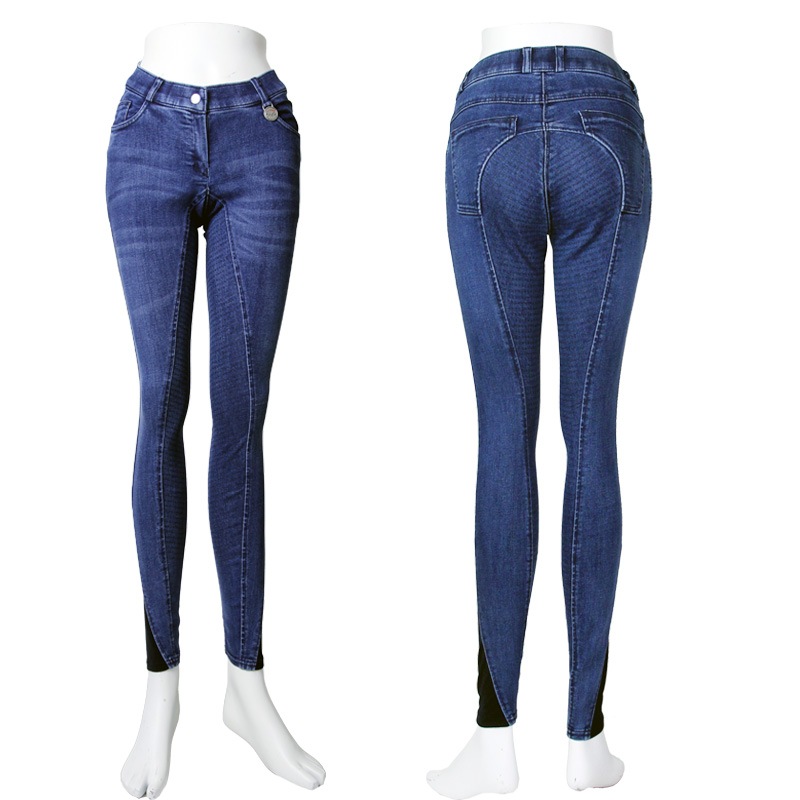 【美品】乗馬キュロット レディース フルシート Equi-Themeデニムキュロット テキサス-シリコンフルシート