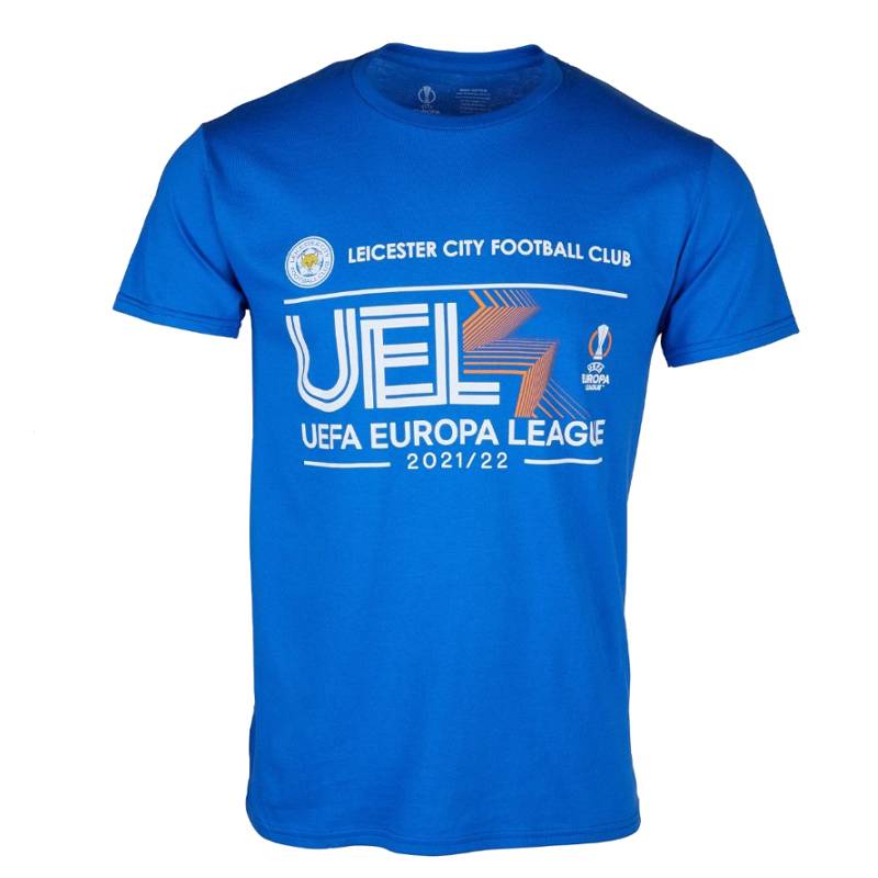 R00767｜サッカー｜ユニフォーム｜レスターシティ｜ブルー｜シャツ｜Tシャツ レスターシティ チームオフィシャル UEFA EUROPA LEAGUE 21/22 Tシャツ