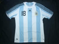 アルゼンチン代表　08　ホーム　半袖　ユニフォーム　ADIDAS＋メッシ18（オフィシャルシート）|中南米各国代表|完売モデル（次回入荷未定）