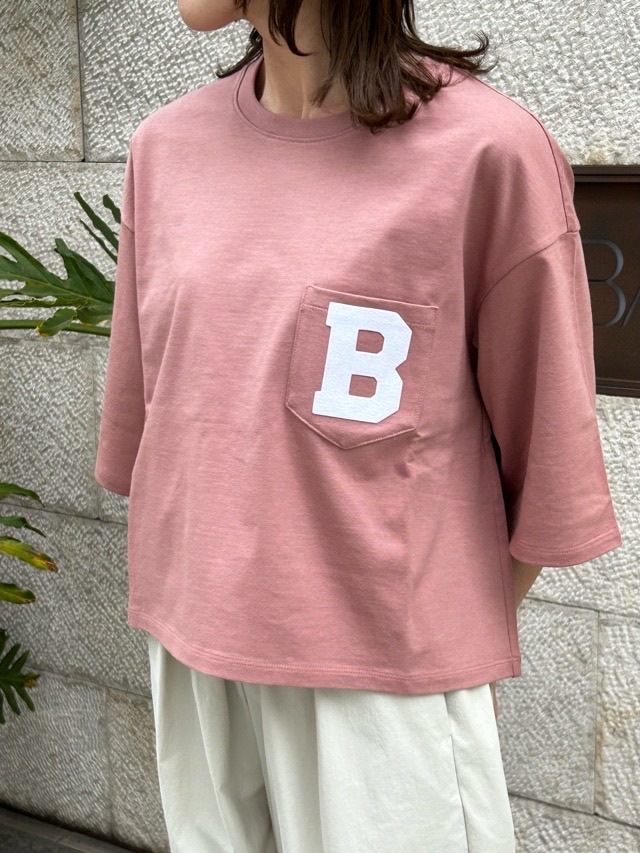 BEATINGHEART ビーティングハート  胸ポケット　ロゴ五分袖　Tシャツ　BEIIGE/GREEN/WHITE/PINK/BLACK　ＢＴ017Ｋ1