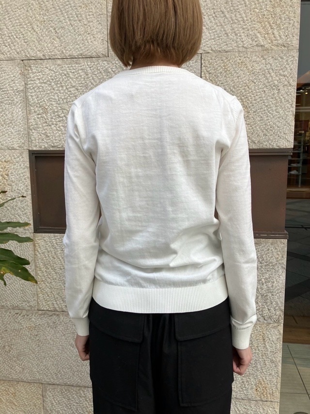 美品✨N゜21 ヌメロヴェントゥーノ ボウタイコットンニット 襟 パフスリーブ N°21 ヌメロヴェントゥーノ ヤシの木柄 ニット WHITE 24P-A054