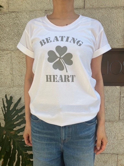 BEATINGHEART　4つ葉のクローバー　半袖　Tシャツ BT210K1 WHITE/KHAKI/BLACK　ビーティングハート