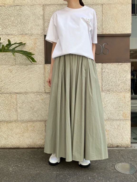 MAISON MAVERICK PRESENTS　ウェスト ゴム ロング フレアスカート　MM5037　WHITE/BLACK/GREEN メゾン マヴェリック プレゼンツ