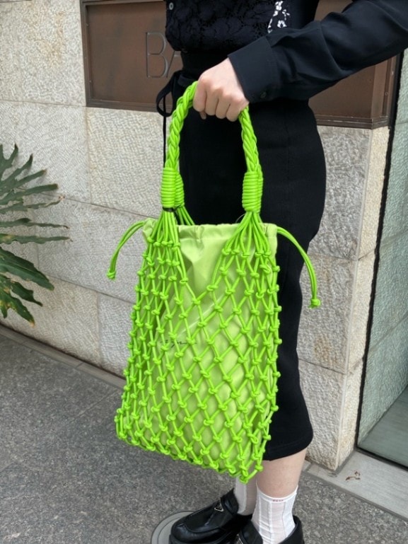 MSGM　エムエスジーエム　ネット BAG ナイロンインナーポーチ付き　GREEN /BLACK　　3642MDZ86