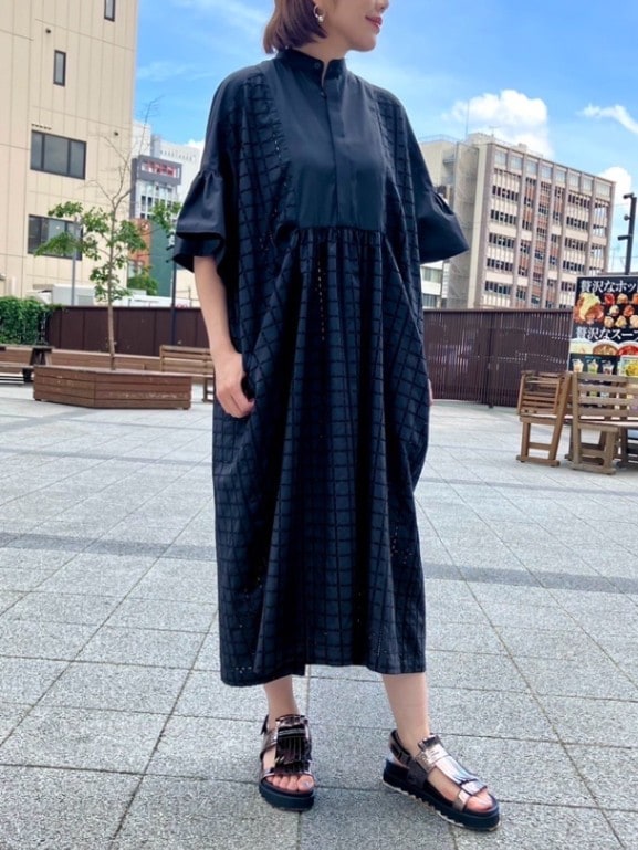 MINTDESIGNS チェックレースドレス BLACK 45242-CL6DF04 ミントデザイン