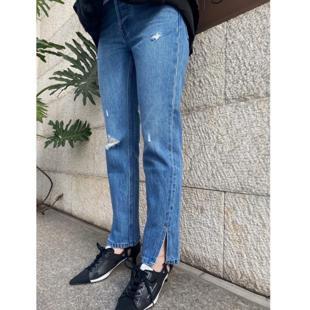 Woad Blue　スリット ストレート デニム パンツ　WBN4103 BLUE　ウォードブルー
