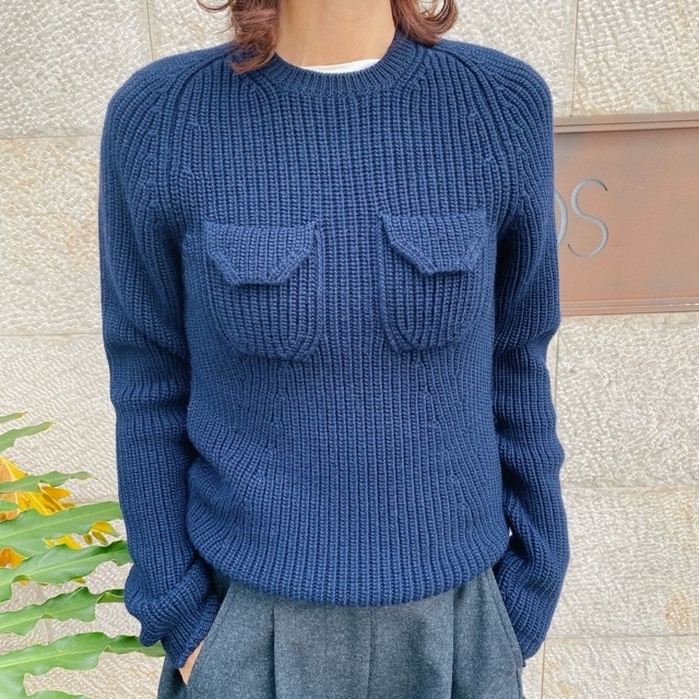 NO21 胸ポケットリブニット　　BLACK/NAVY/GRAY　24AW-A001-7013　ヌメロヴェントゥーノ　