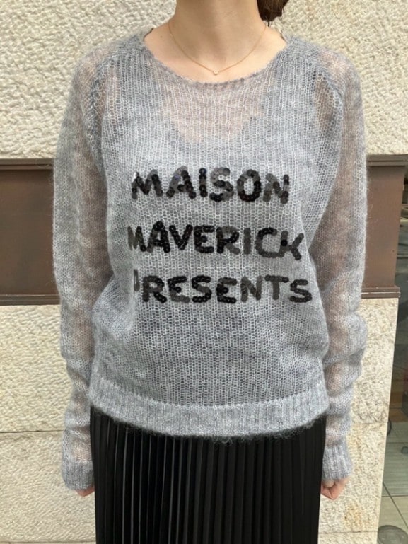 MAISON MAVERICK PRESENTS　 スパンコールロゴ ローゲージ ニット　　MM5072　KHAKI /BLACK /GRAY メゾン マヴェリック プレゼンツ