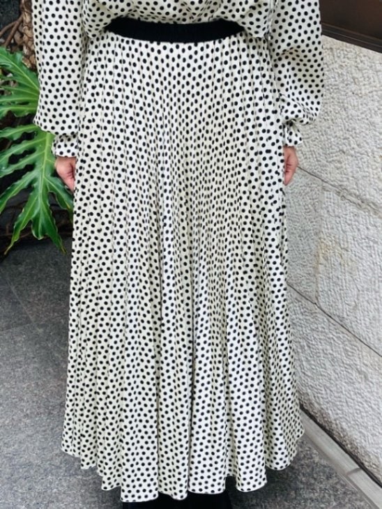 BEATING HEART ドット プリーツ グログランウエスト スカート BS207K2　BLACK/WHITE  ビーティングハート