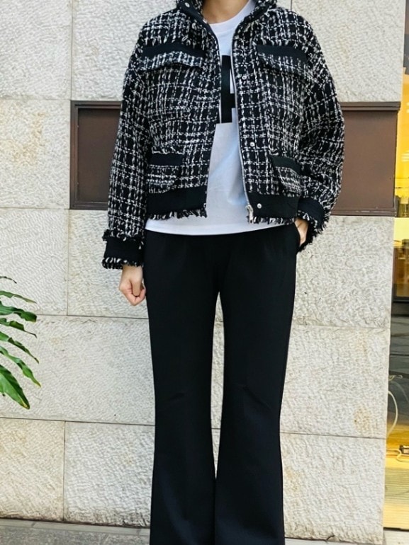 MAISON MAVERICK PRESENTS　 ノーカラーツイードジャケット　MM5069　WHITE/BLACK  メゾン マヴェリック プレゼンツ