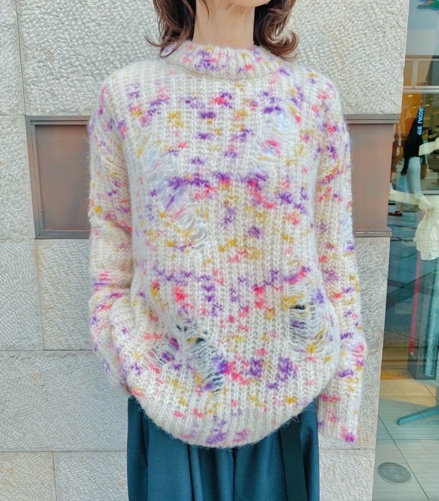 MSGM　エムエスジーエム　ミックス糸 クラッシュ ニット　PINK　3442MDM94