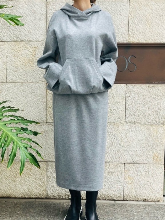 BEATINGHEART 　ウール カットソー ロング タイト スカート　GRAY/NAVY　BT209K2　ビーティングハート