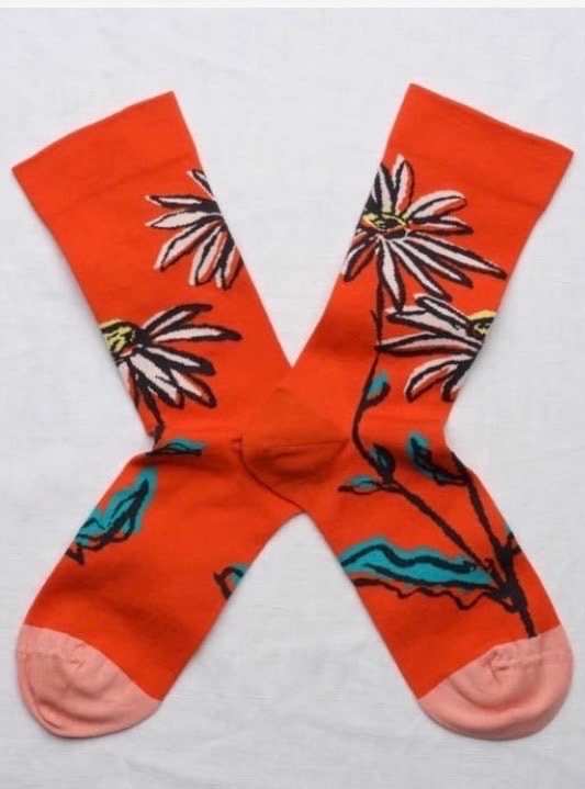 Bonne Maison　ボンヌ メゾン  架空の物語 SOCKS ソックス　FLOWER  RED   FC301