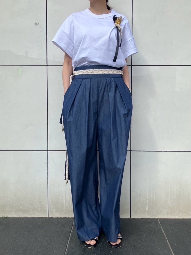 Harikae  H0448 ループベルト付きワイドパンツ　ハリカエ　BLUE/BLACK