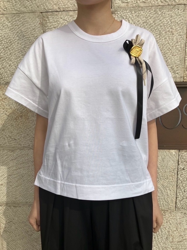 Harikae　ハリカエ　2025SS ロープ飾り付き Ｔシャツ　H0452   WHITE / BLACK 