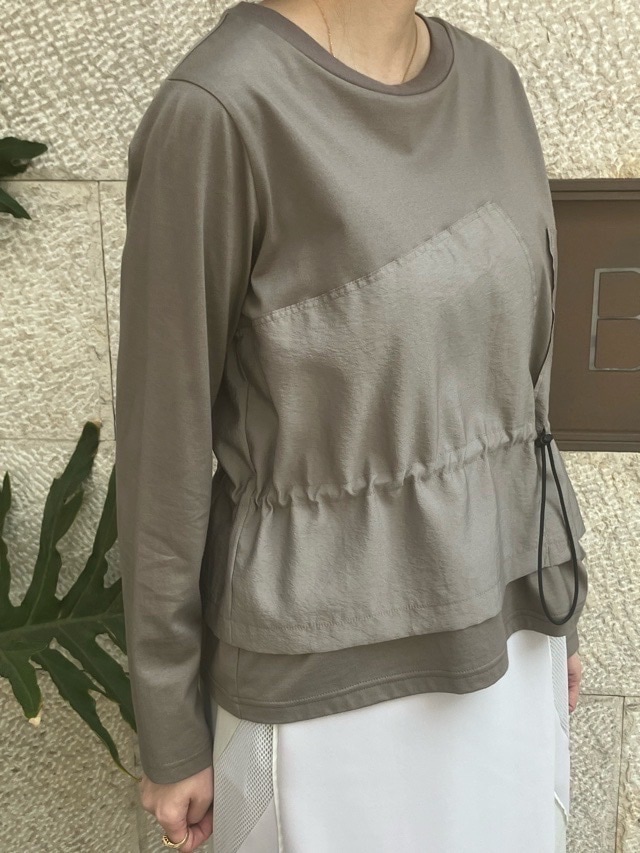 MARECHAL TERRE 　異素材 MIX コードストッパー プルオーバー　ZMT251CT012 （047）KHAKI　マルシャルテル
